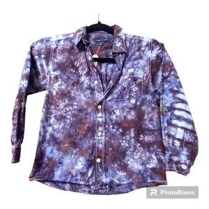 Upcycled Tommy Hilfiger Tie Dye Button Up Long Sleeve Boys Size 7